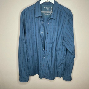 Prana‎ Blue Black Print Snap Front Shirt